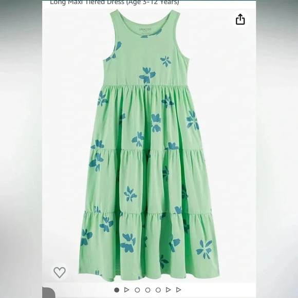 unacoo Other - Unacoo long tiered maxi dress sleeveless girls xl green with blue flowers